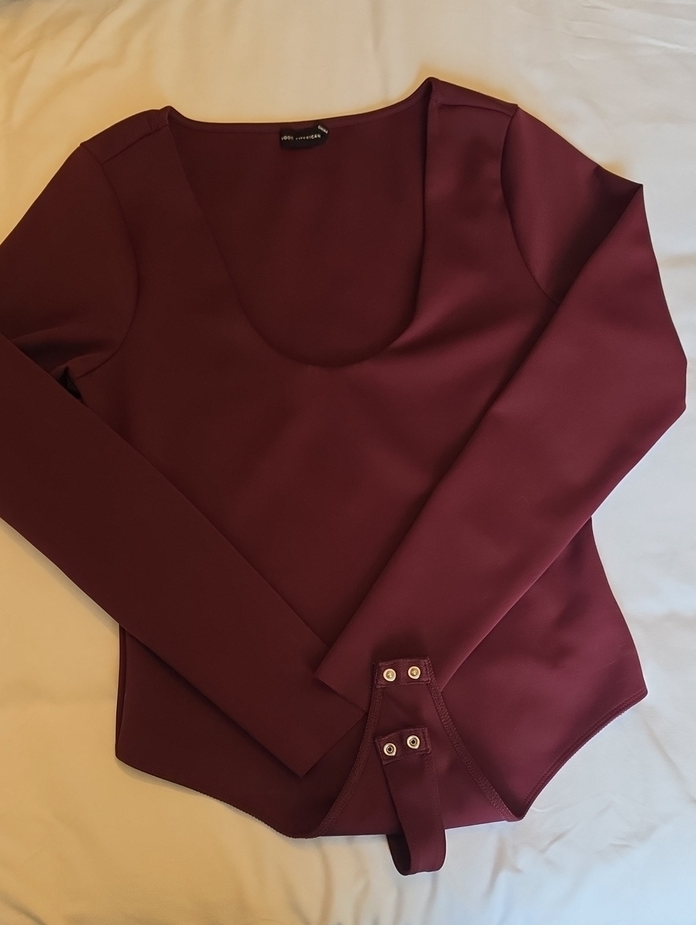 Good American Deep Burgundy Scoop-Neck Long Sleeve Bodysuit